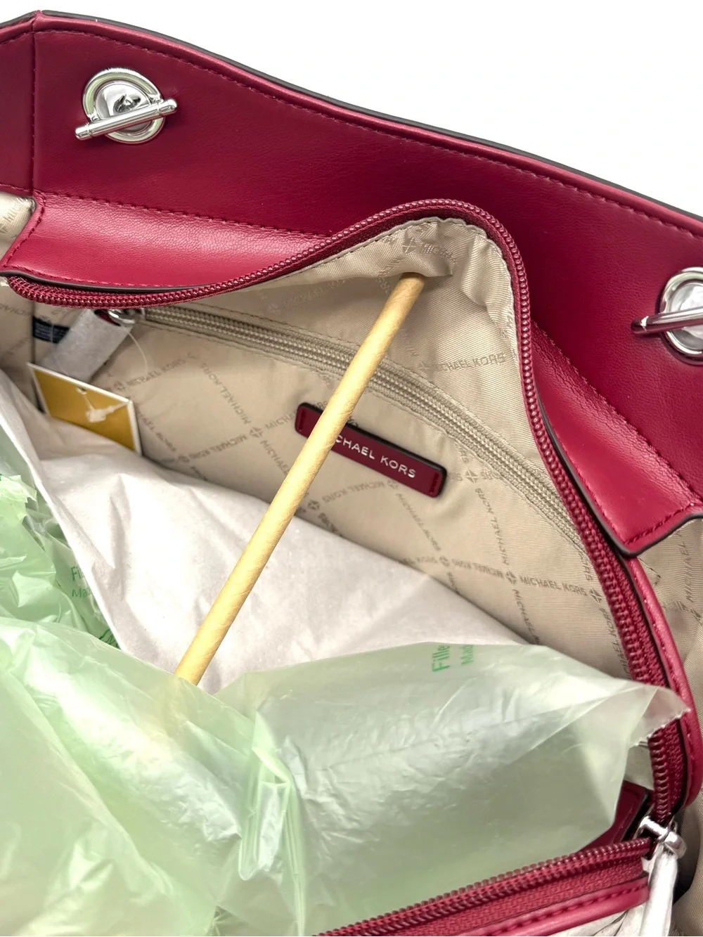 Michael Kors Jet Set Large Signature Logo Shoulder Bag - Maroon